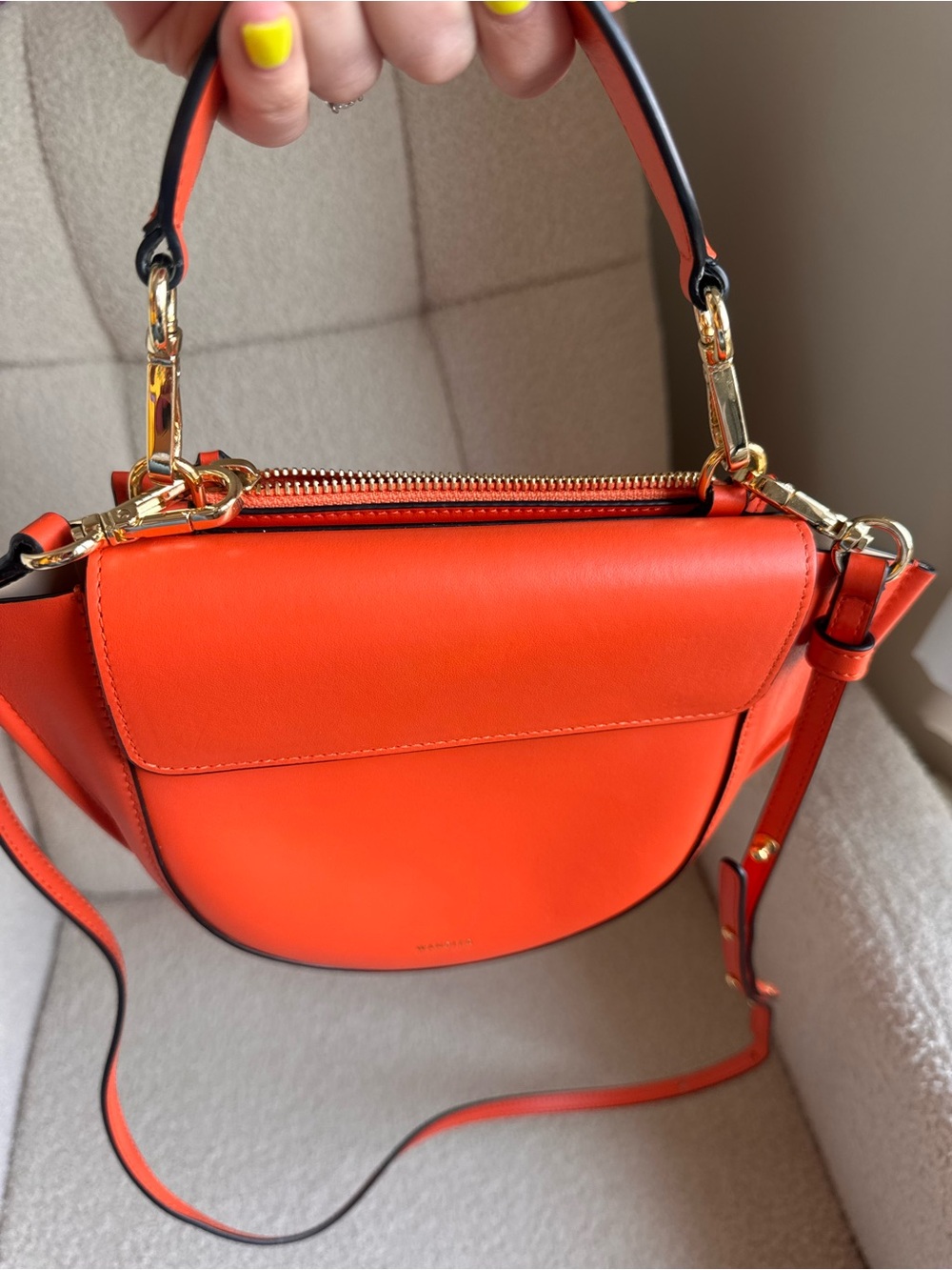 Wandler Orange Leather Crossbody Bag with Gold Hardware